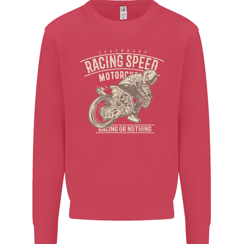 Motorcycle Racing Biker Skull Motorbike Kids Sweatshirt Jumper Heliconia