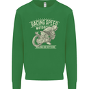 Motorcycle Racing Biker Skull Motorbike Kids Sweatshirt Jumper Irish Green