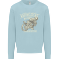 Motorcycle Racing Biker Skull Motorbike Kids Sweatshirt Jumper Light Blue