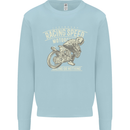 Motorcycle Racing Biker Skull Motorbike Kids Sweatshirt Jumper Light Blue