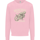 Motorcycle Racing Biker Skull Motorbike Kids Sweatshirt Jumper Light Pink