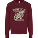 Motorcycle Racing Biker Skull Motorbike Kids Sweatshirt Jumper Maroon