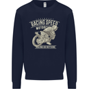 Motorcycle Racing Biker Skull Motorbike Kids Sweatshirt Jumper Navy Blue