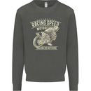 Motorcycle Racing Biker Skull Motorbike Kids Sweatshirt Jumper Storm Grey