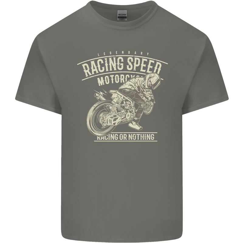 Motorcycle Racing Biker Skull Motorbike Kids T-Shirt Childrens Charcoal