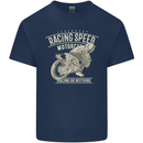Motorcycle Racing Biker Skull Motorbike Kids T-Shirt Childrens Navy Blue