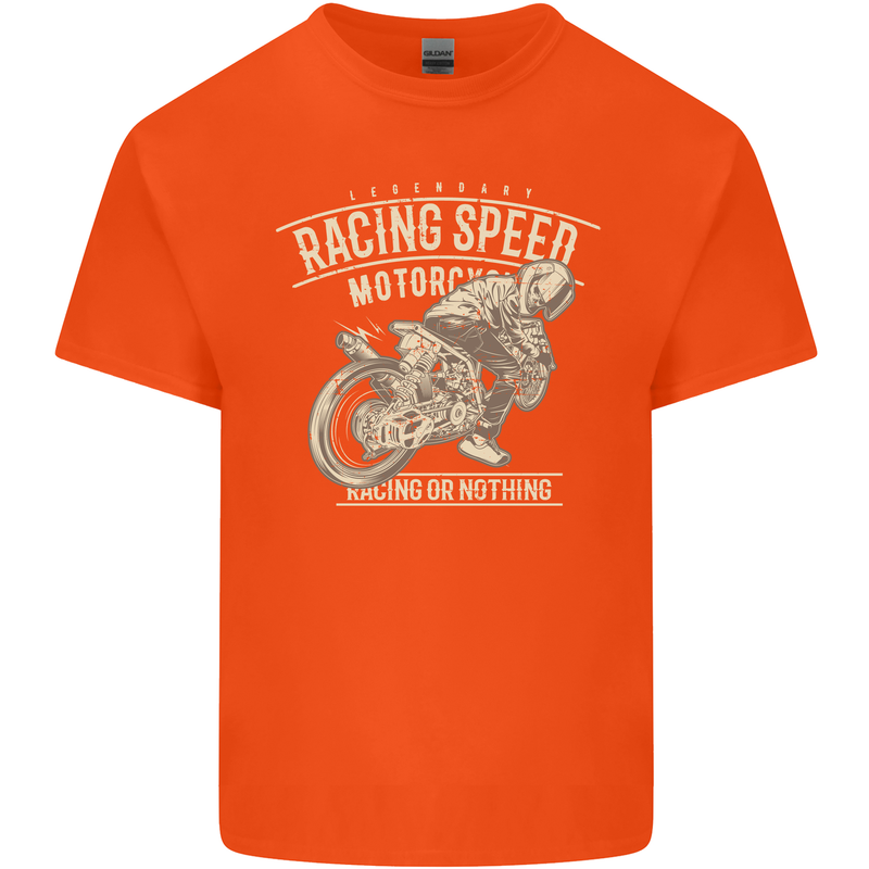 Motorcycle Racing Biker Skull Motorbike Kids T-Shirt Childrens Orange