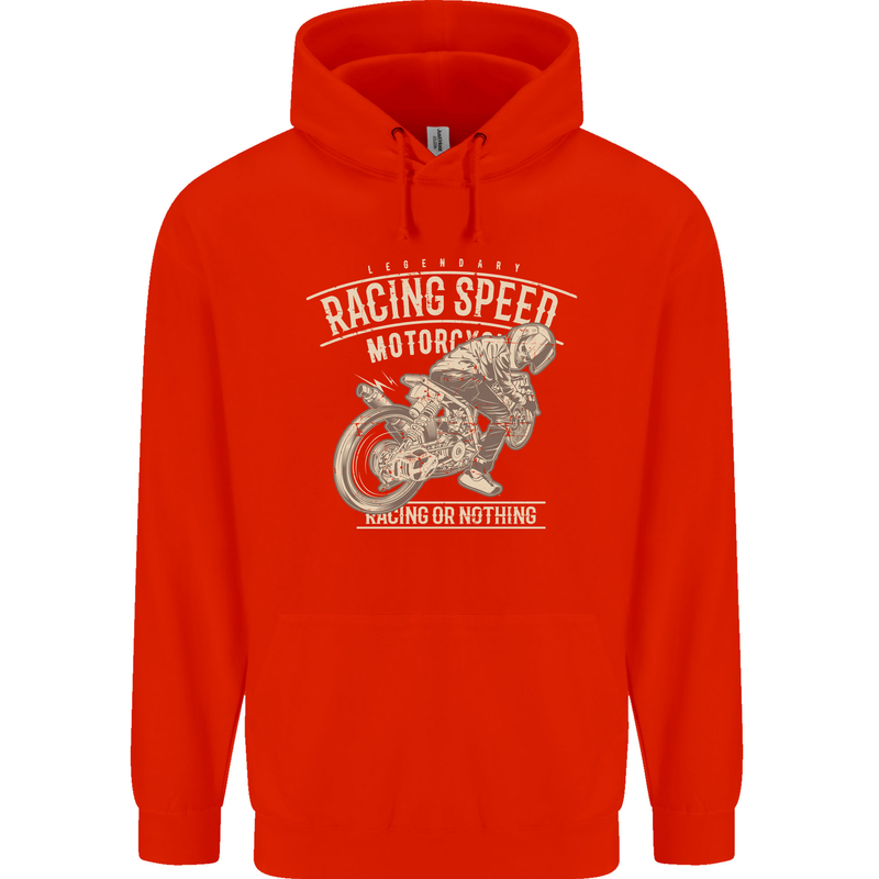 Motorcycle Racing Biker Skull Motorbike Mens 80% Cotton Hoodie Bright Red