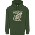 Motorcycle Racing Biker Skull Motorbike Mens 80% Cotton Hoodie Forest Green