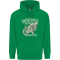Motorcycle Racing Biker Skull Motorbike Mens 80% Cotton Hoodie Irish Green
