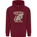 Motorcycle Racing Biker Skull Motorbike Mens 80% Cotton Hoodie Maroon