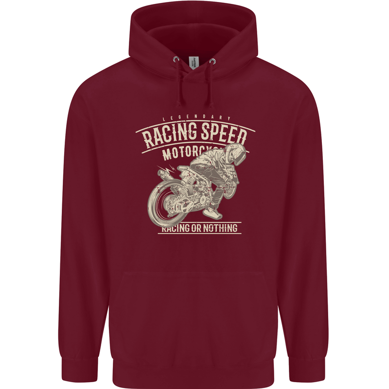 Motorcycle Racing Biker Skull Motorbike Mens 80% Cotton Hoodie Maroon