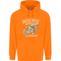 Motorcycle Racing Biker Skull Motorbike Mens 80% Cotton Hoodie Orange