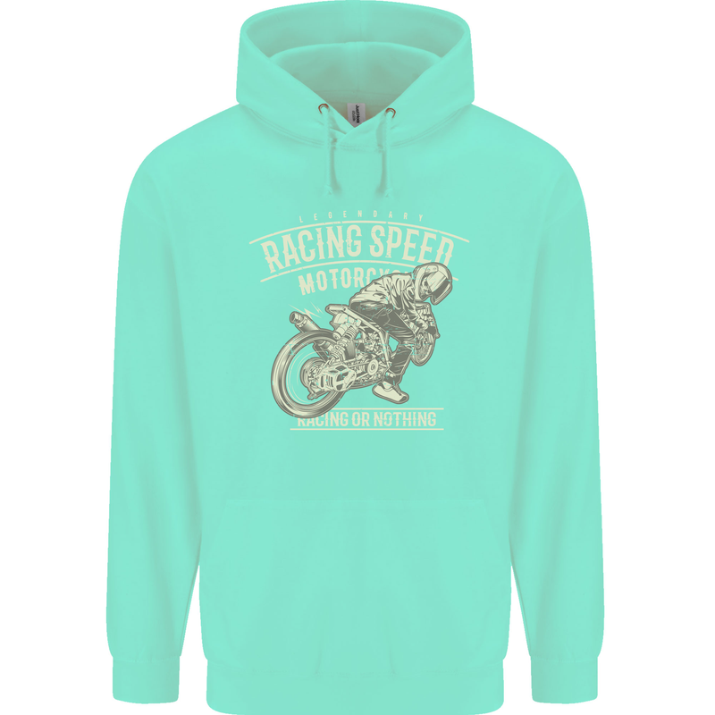 Motorcycle Racing Biker Skull Motorbike Mens 80% Cotton Hoodie Peppermint