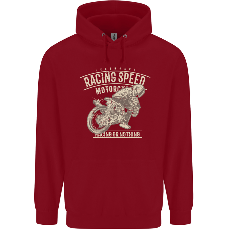 Motorcycle Racing Biker Skull Motorbike Mens 80% Cotton Hoodie Red
