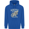 Motorcycle Racing Biker Skull Motorbike Mens 80% Cotton Hoodie Royal Blue