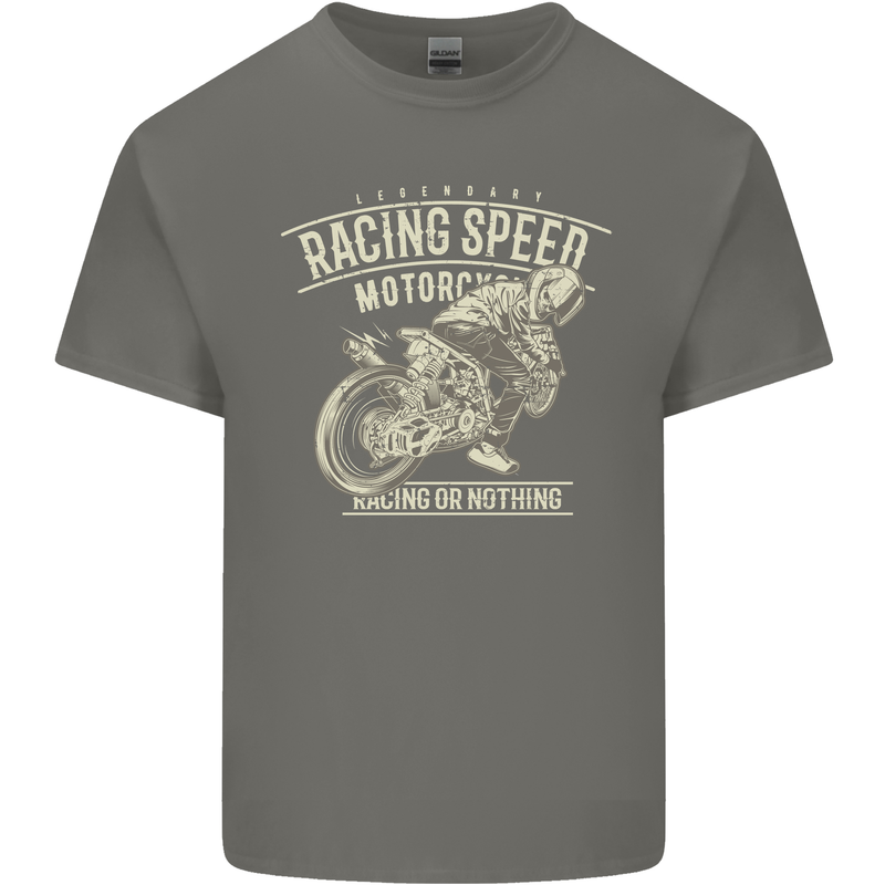 Motorcycle Racing Biker Skull Motorbike Mens Cotton T-Shirt Tee Top Charcoal