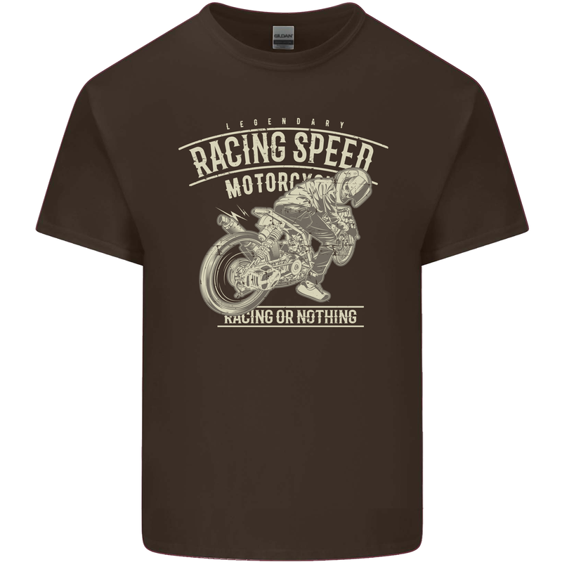 Motorcycle Racing Biker Skull Motorbike Mens Cotton T-Shirt Tee Top Dark Chocolate