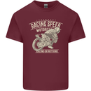 Motorcycle Racing Biker Skull Motorbike Mens Cotton T-Shirt Tee Top Maroon