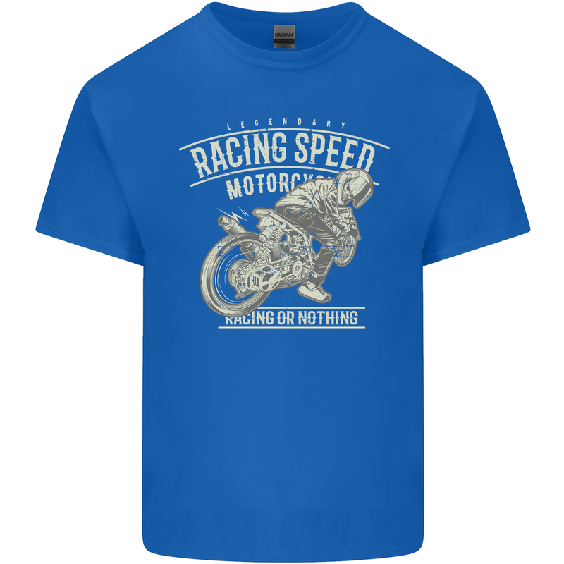 Motorcycle Racing Biker Skull Motorbike Mens Cotton T-Shirt Tee Top Royal Blue