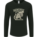 Motorcycle Racing Biker Skull Motorbike Mens Long Sleeve T-Shirt Black