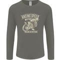 Motorcycle Racing Biker Skull Motorbike Mens Long Sleeve T-Shirt Charcoal