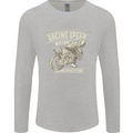 Motorcycle Racing Biker Skull Motorbike Mens Long Sleeve T-Shirt Sports Grey