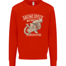 Motorcycle Racing Biker Skull Motorbike Mens Sweatshirt Jumper Bright Red