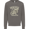 Motorcycle Racing Biker Skull Motorbike Mens Sweatshirt Jumper Charcoal