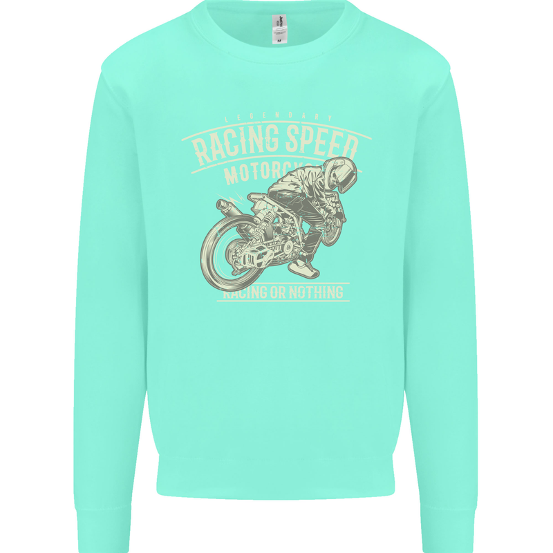 Motorcycle Racing Biker Skull Motorbike Mens Sweatshirt Jumper Peppermint