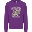 Motorcycle Racing Biker Skull Motorbike Mens Sweatshirt Jumper Purple