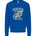 Motorcycle Racing Biker Skull Motorbike Mens Sweatshirt Jumper Royal Blue