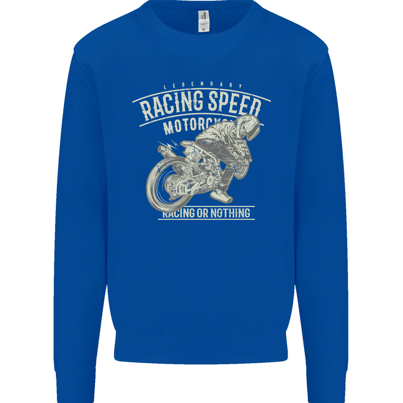 Motorcycle Racing Biker Skull Motorbike Mens Sweatshirt Jumper Royal Blue