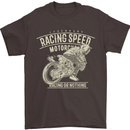 Motorcycle Racing Biker Skull Motorbike Mens T-Shirt Cotton Gildan Dark Chocolate