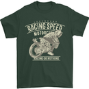 Motorcycle Racing Biker Skull Motorbike Mens T-Shirt Cotton Gildan Forest Green