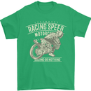 Motorcycle Racing Biker Skull Motorbike Mens T-Shirt Cotton Gildan Irish Green