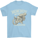 Motorcycle Racing Biker Skull Motorbike Mens T-Shirt Cotton Gildan Light Blue
