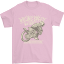 Motorcycle Racing Biker Skull Motorbike Mens T-Shirt Cotton Gildan Light Pink