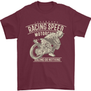Motorcycle Racing Biker Skull Motorbike Mens T-Shirt Cotton Gildan Maroon
