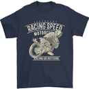 Motorcycle Racing Biker Skull Motorbike Mens T-Shirt Cotton Gildan Navy Blue