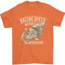 Motorcycle Racing Biker Skull Motorbike Mens T-Shirt Cotton Gildan Orange