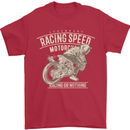 Motorcycle Racing Biker Skull Motorbike Mens T-Shirt Cotton Gildan Red