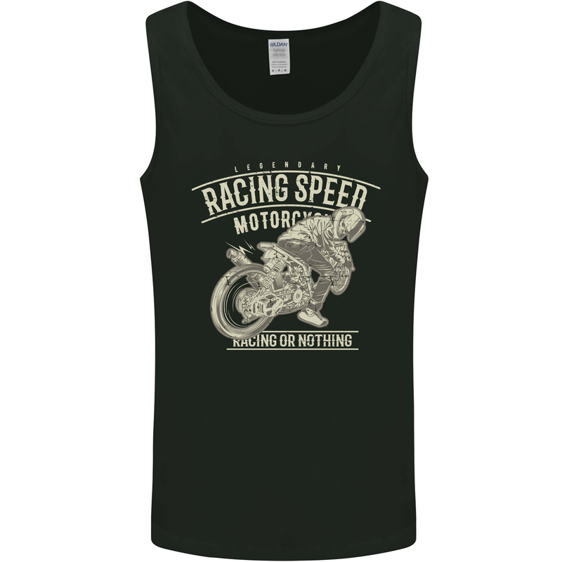 Motorcycle Racing Biker Skull Motorbike Mens Vest Tank Top Black