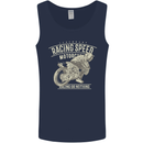 Motorcycle Racing Biker Skull Motorbike Mens Vest Tank Top Navy Blue