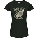 Motorcycle Racing Biker Skull Motorbike Womens Petite Cut T-Shirt Black