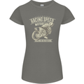 Motorcycle Racing Biker Skull Motorbike Womens Petite Cut T-Shirt Charcoal