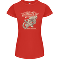 Motorcycle Racing Biker Skull Motorbike Womens Petite Cut T-Shirt Red