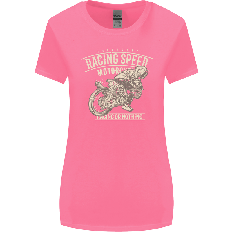 Motorcycle Racing Biker Skull Motorbike Womens Wider Cut T-Shirt Azalea