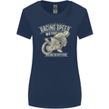 Motorcycle Racing Biker Skull Motorbike Womens Wider Cut T-Shirt Navy Blue