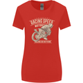 Motorcycle Racing Biker Skull Motorbike Womens Wider Cut T-Shirt Red